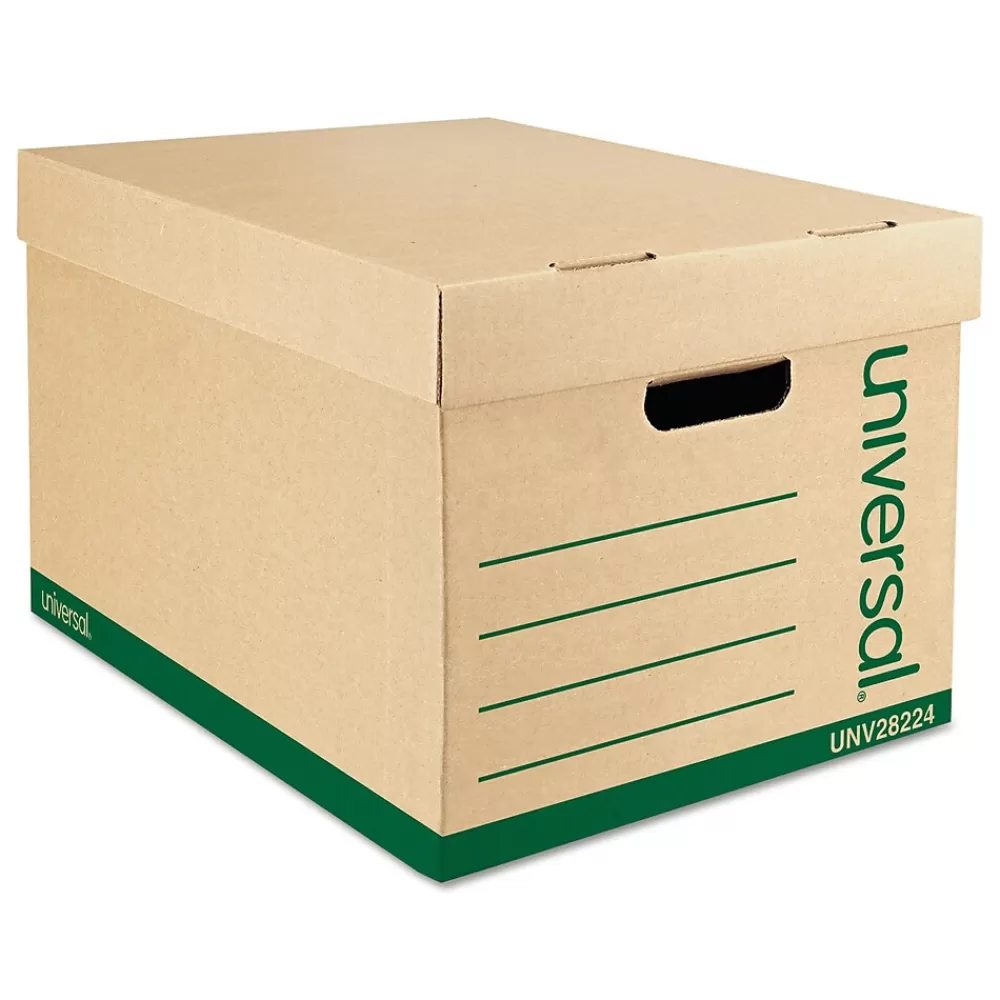 Universal File Storage<Recycled Record Storage Boxes, Letter, 12" x 10" x 15", Kraft, 12/Ct