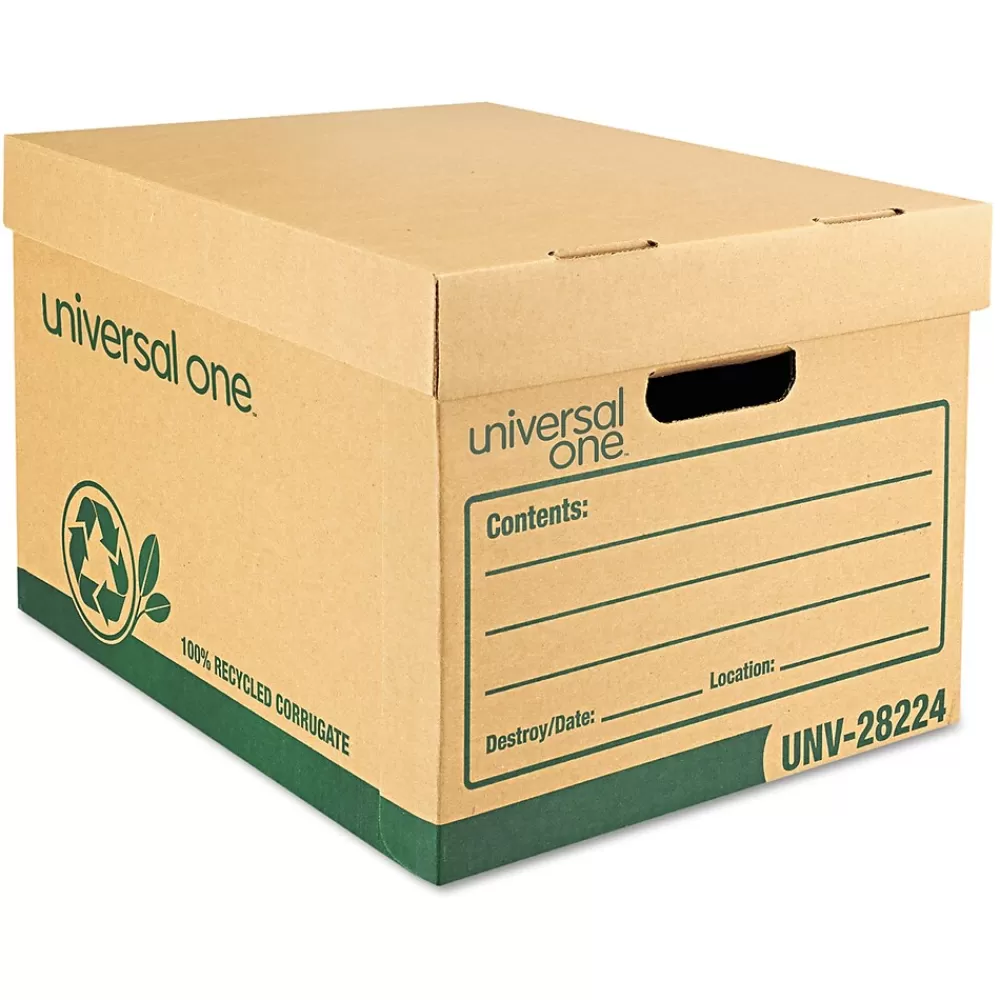 Universal File Storage<Recycled Record Storage Boxes, Letter, 12" x 10" x 15", Kraft, 12/Ct