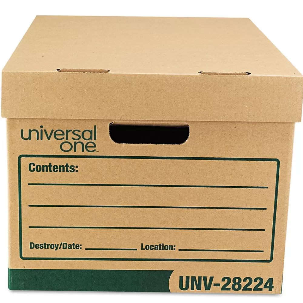 Universal File Storage<Recycled Record Storage Boxes, Letter, 12" x 10" x 15", Kraft, 12/Ct