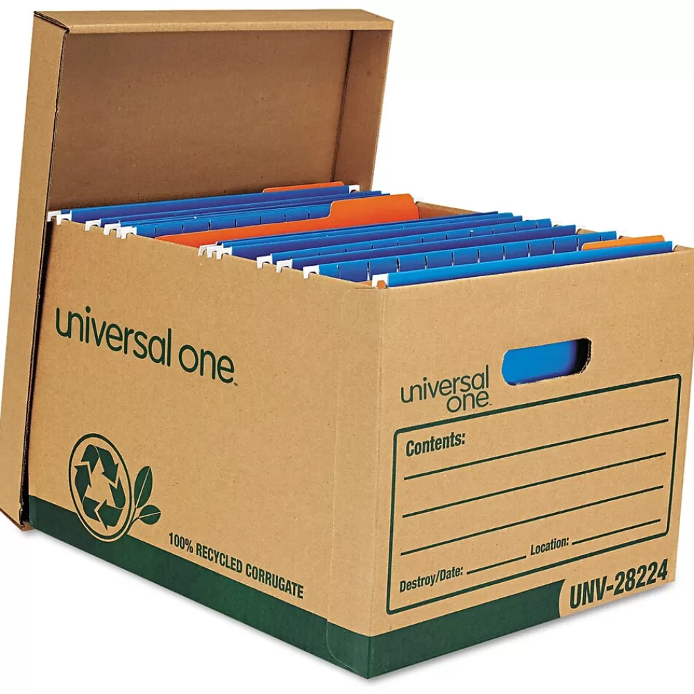 Universal File Storage<Recycled Record Storage Boxes, Letter, 12" x 10" x 15", Kraft, 12/Ct