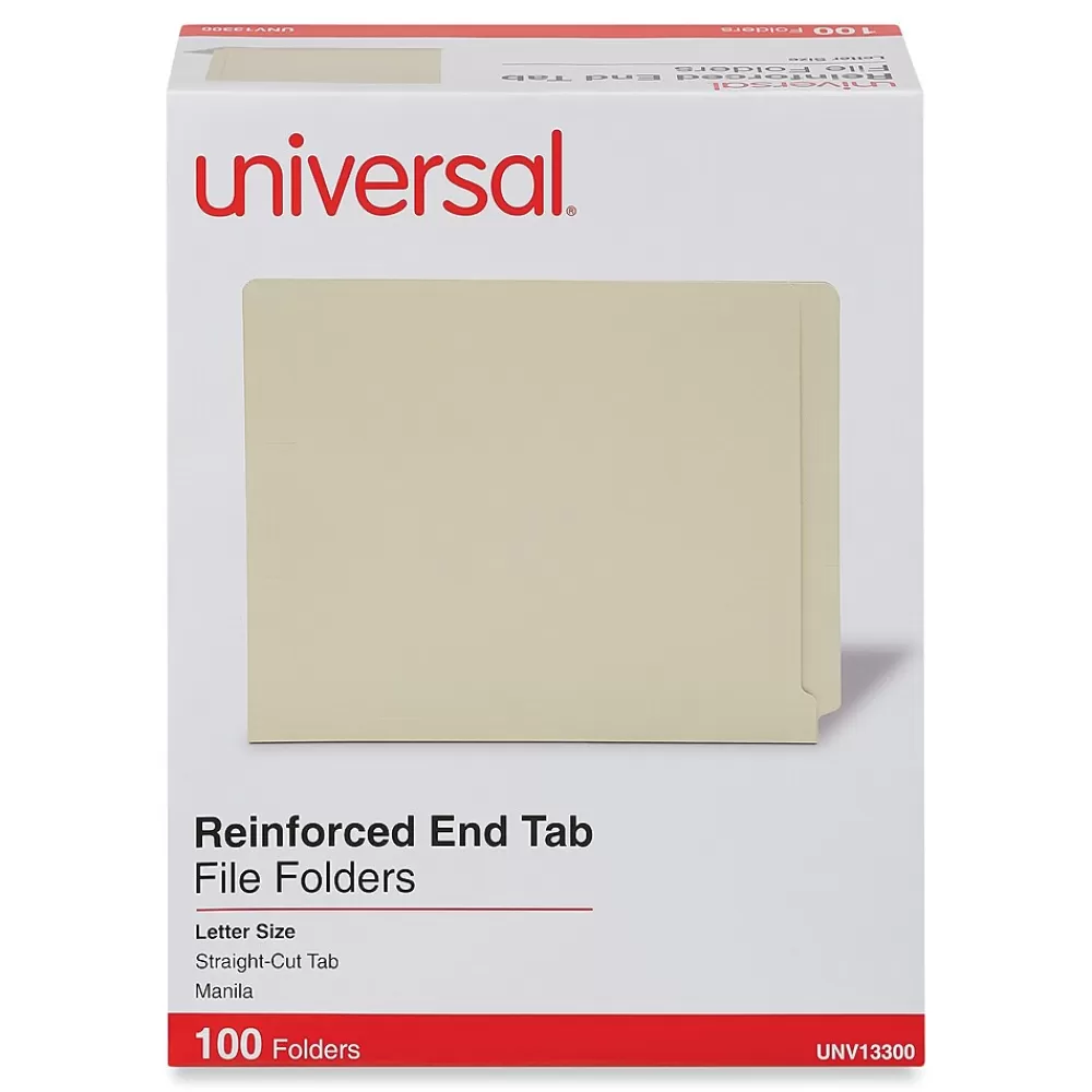 Universal File Folders<Reinforced File Folder, Letter Size, Manila, 100/Box (UNV13300)