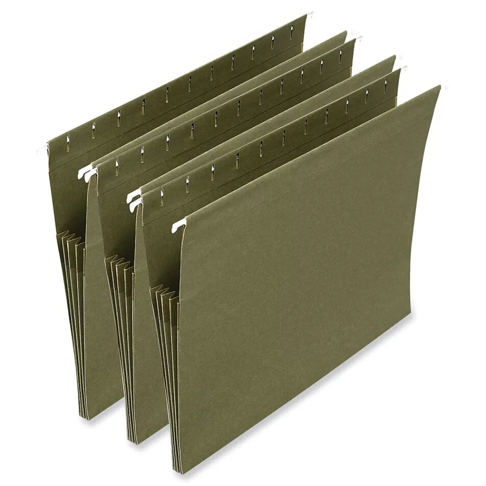 Universal Hanging File Folders<Reinforced Hanging File Frame, Letter Size, Green, 10/Box (UNV14160)