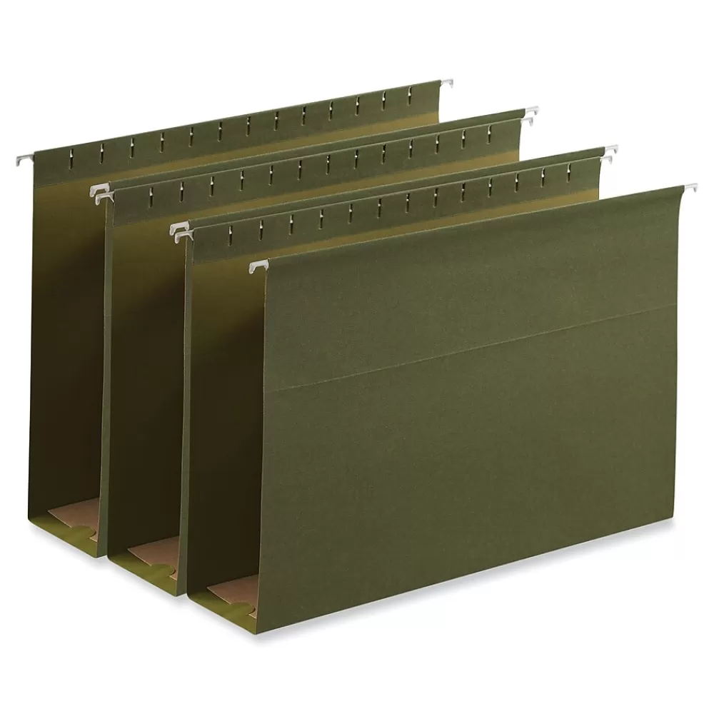 Universal Hanging File Folders<Reinforced Recycled Hanging File Folder, Legal Size, Green, 25/Box (UNV14153)