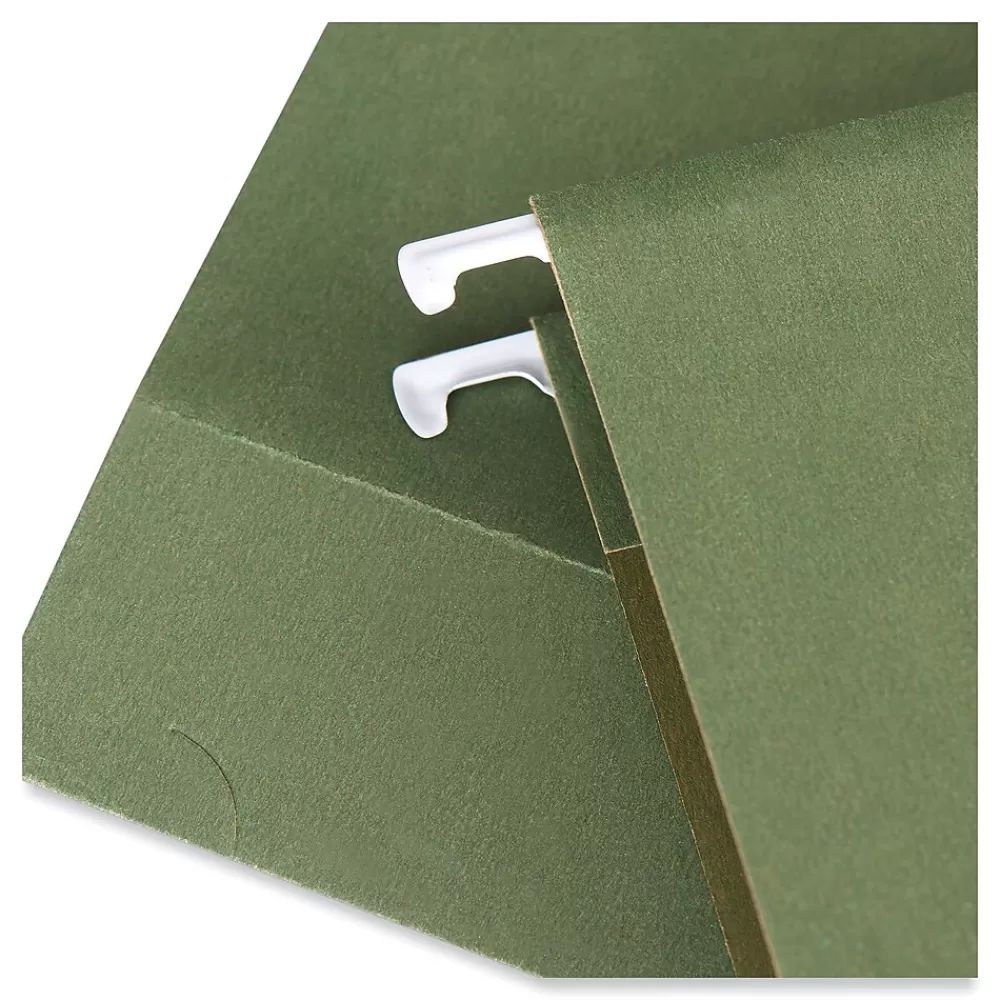Universal Hanging File Folders<Reinforced Recycled Hanging File Folder, Letter Size, Green, 25/Box (UNV14143)