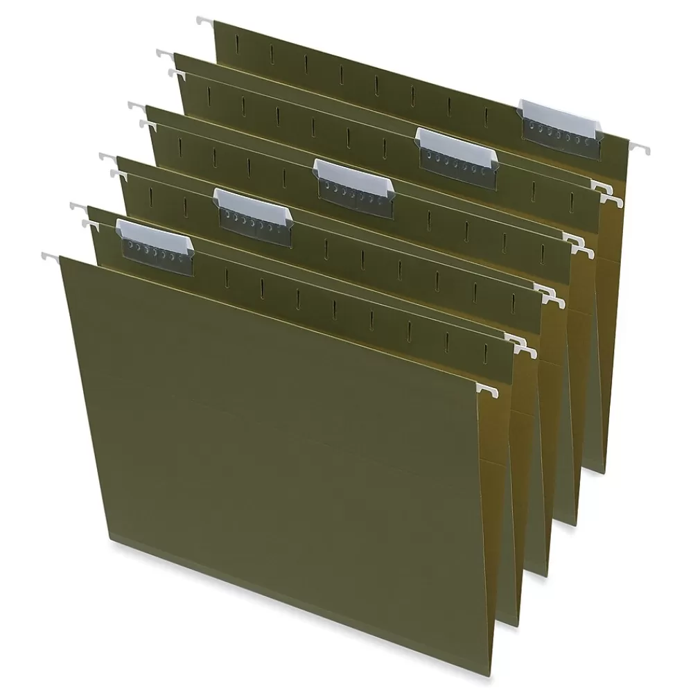 Universal Hanging File Folders<Reinforced Recycled Hanging File Folder, Letter Size, Standard Green, 25/Box (UNV14141)
