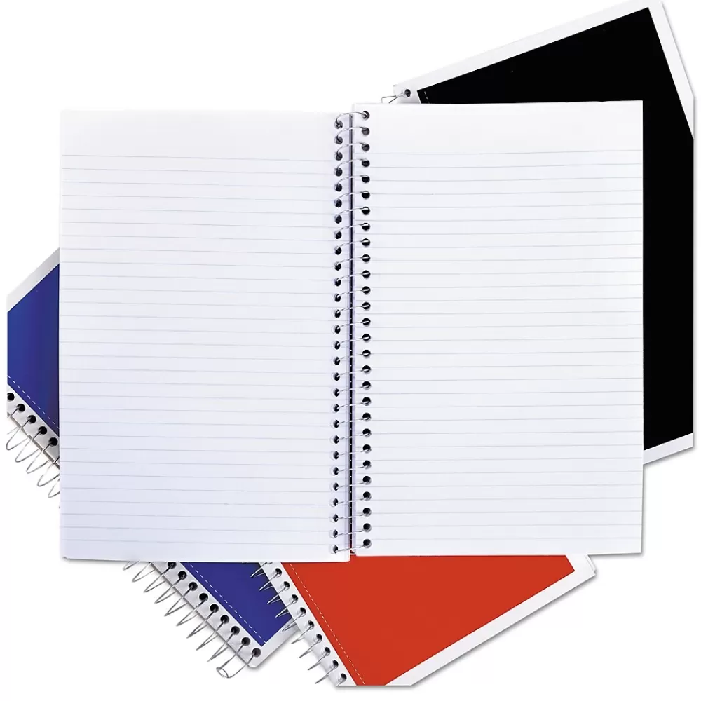 Universal Subject Notebooks<Wirebound Notebook, 3 Subjects, Medium/College Rule, Assorted Colors, 9.5 x 6, 120 Sheets, 4/Pack (UNV66414)