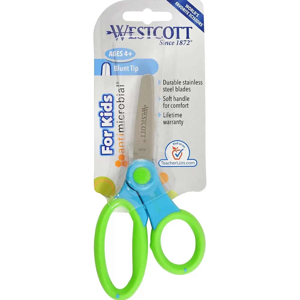 Westcott Scissors<5" Kids Stainless Steel Scissors, Blunt Tip, Assorted Colors, 6/Pack (ACM14596-6)