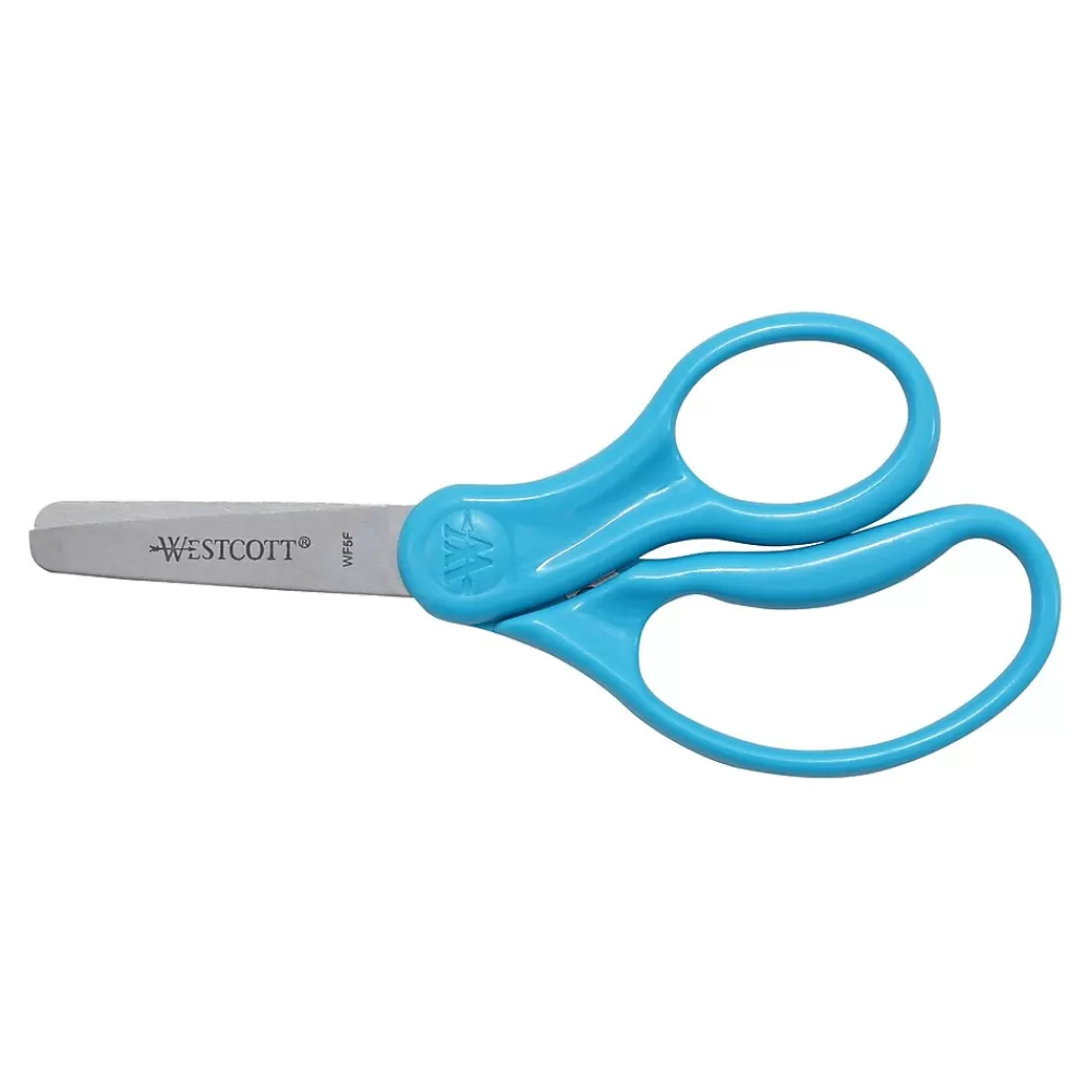 Westcott Scissors<5" Stainless Steel Kid's Scissors, Blunt Tip, Assorted Colors, 12/Pack (13140)