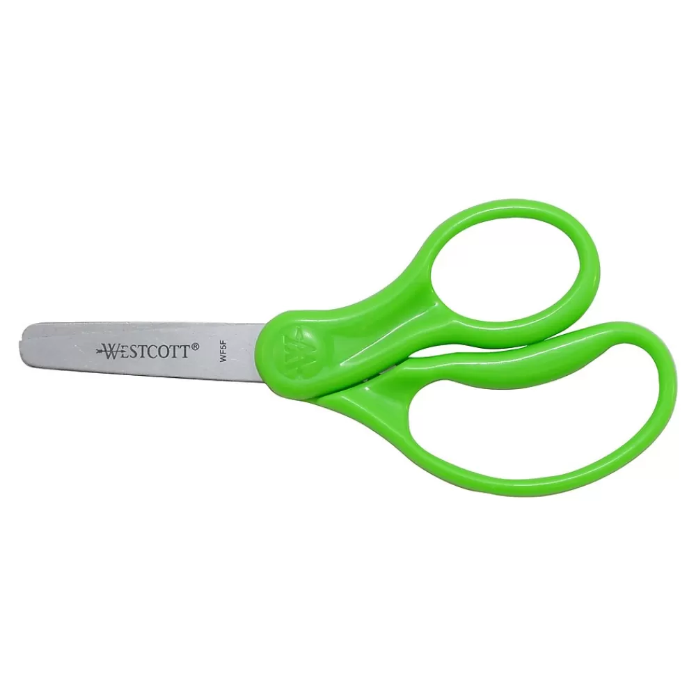 Westcott Scissors<5" Stainless Steel Kid's Scissors, Blunt Tip, Assorted Colors, 12/Pack (13140)