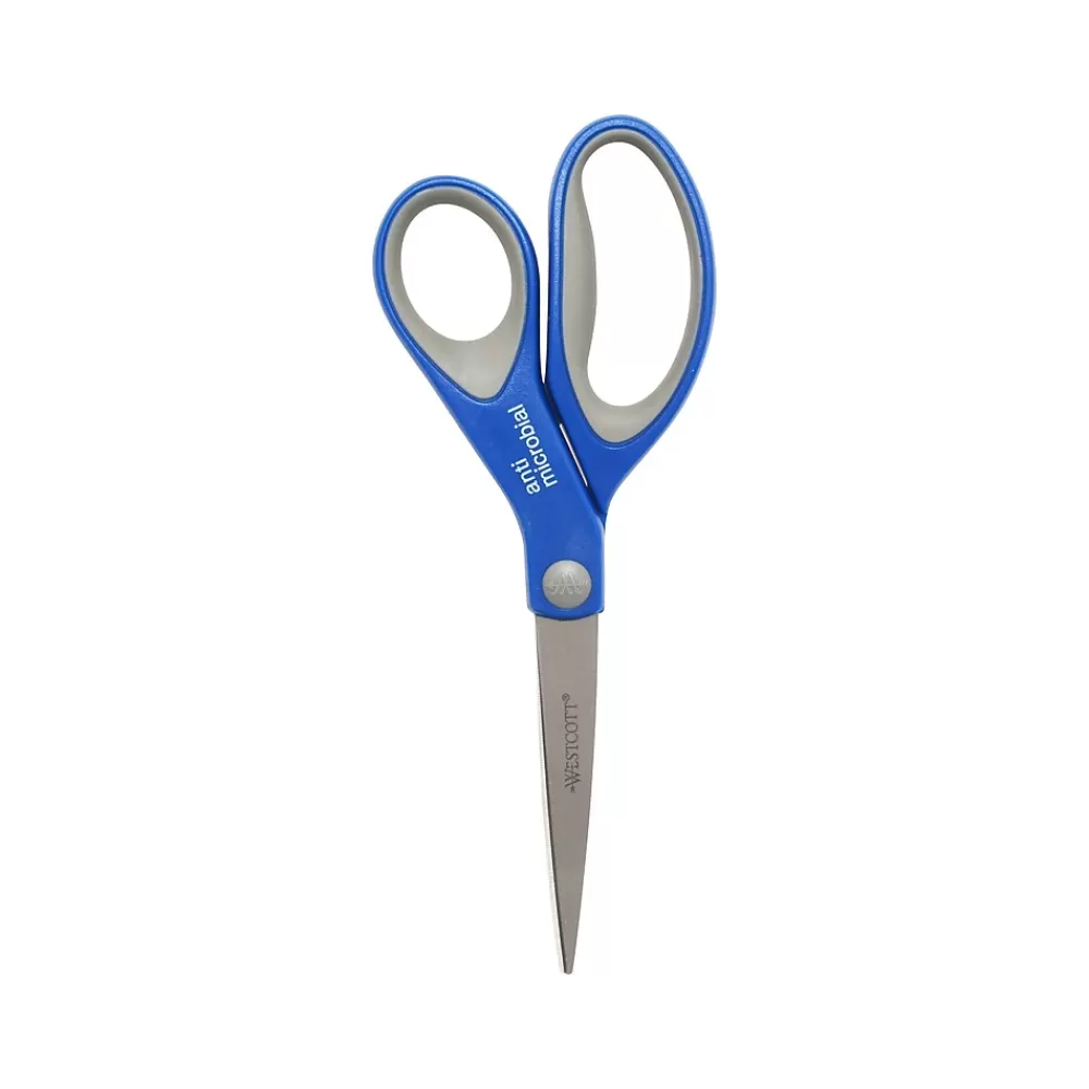 Westcott Scissors<8" Stainless Steel Scissors, Pointed Tip, Silver/Blue/Gray (17930)