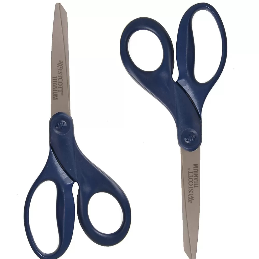 Westcott Scissors<8" Titanium Multi-Purpose/Heavy Duty Scissor, Blunt Tip, Navy (17509)