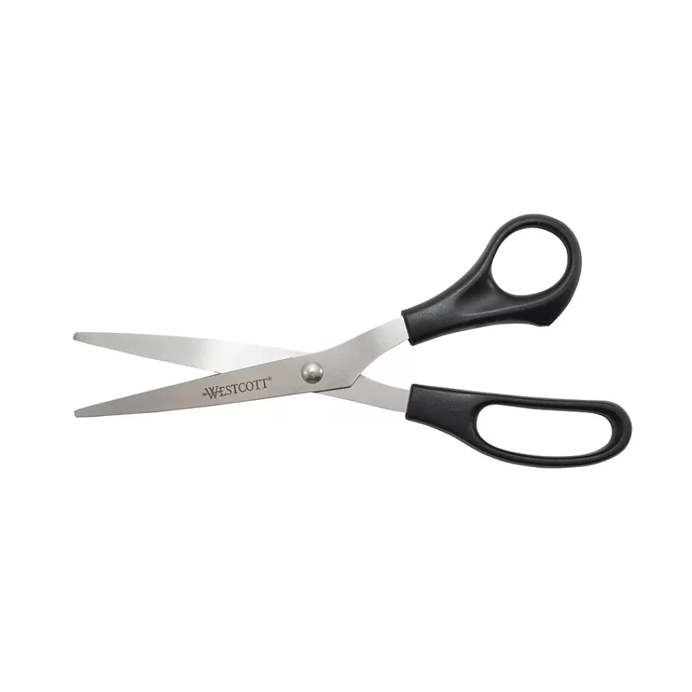Westcott Scissors<All Purpose 8" Stainless Steel Standard Scissors, Pointed Tip, Black, 3/Pack (16907)