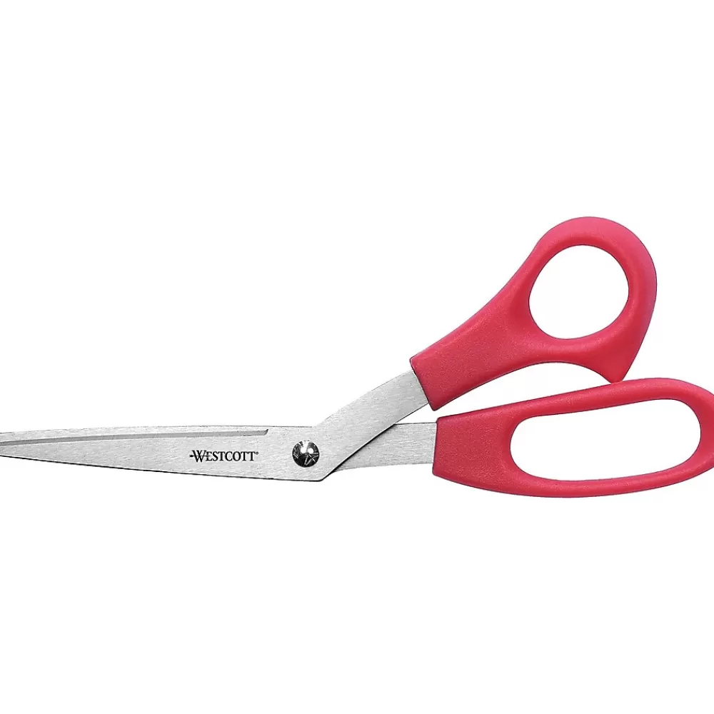 Westcott Scissors<All Purpose 8" Stainless Steel Standard Scissors, Pointed Tip, Red (10703)