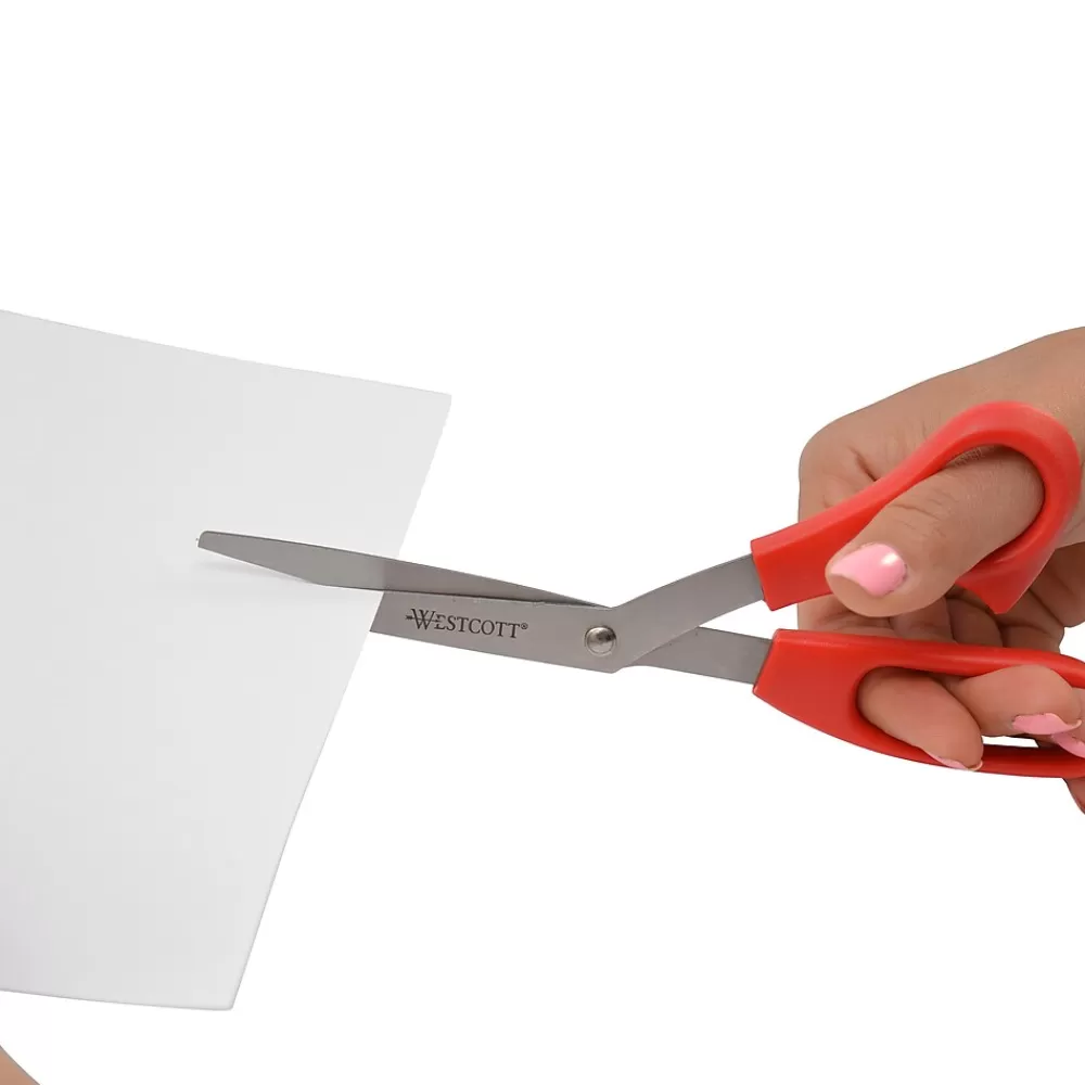 Westcott Scissors<All Purpose 8" Stainless Steel Standard Scissors, Pointed Tip, Red (10703)