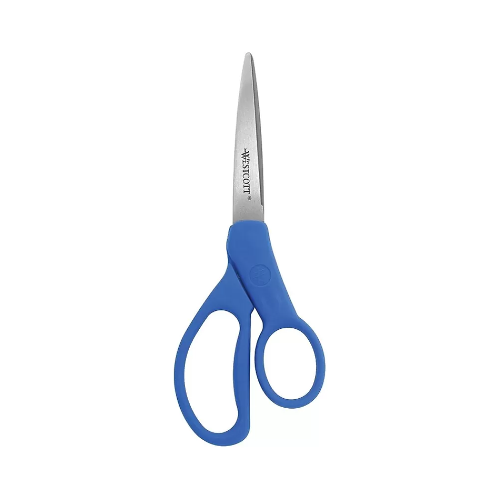Westcott Scissors<All Purpose Preferred 7" Stainless Steel Scissors, Pointed Tip, Blue (43217)