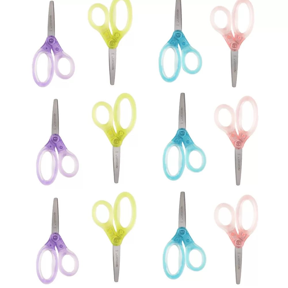 Acme United Scissors<Westcott® Jellies™ Kids 5" Stainless Steel Gel Handle Scissors, Blunt Tip, Assorted Colors, 12/Pack (67364)