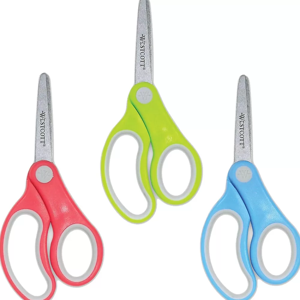 Westcott Scissors<Junior 5" Stainless Steel Kid's Scissors, Blunt Tip, Assorted, 12/Pack (ACM15971)