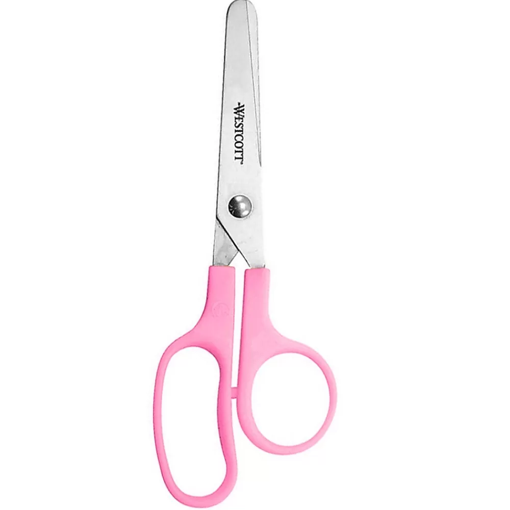 Westcott Scissors<Kleencut 5" Kids Stainless Steel Scissors, Blunt Tip, Assorted Colors, 12/Pack (ACM42516-12)