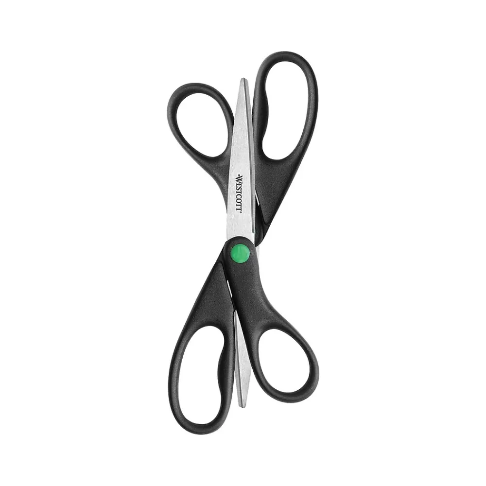 Westcott Scissors<KleenEarth 8" Stainless Steel Scissors, Pointed Tip, Black, 2/Pack (15179)