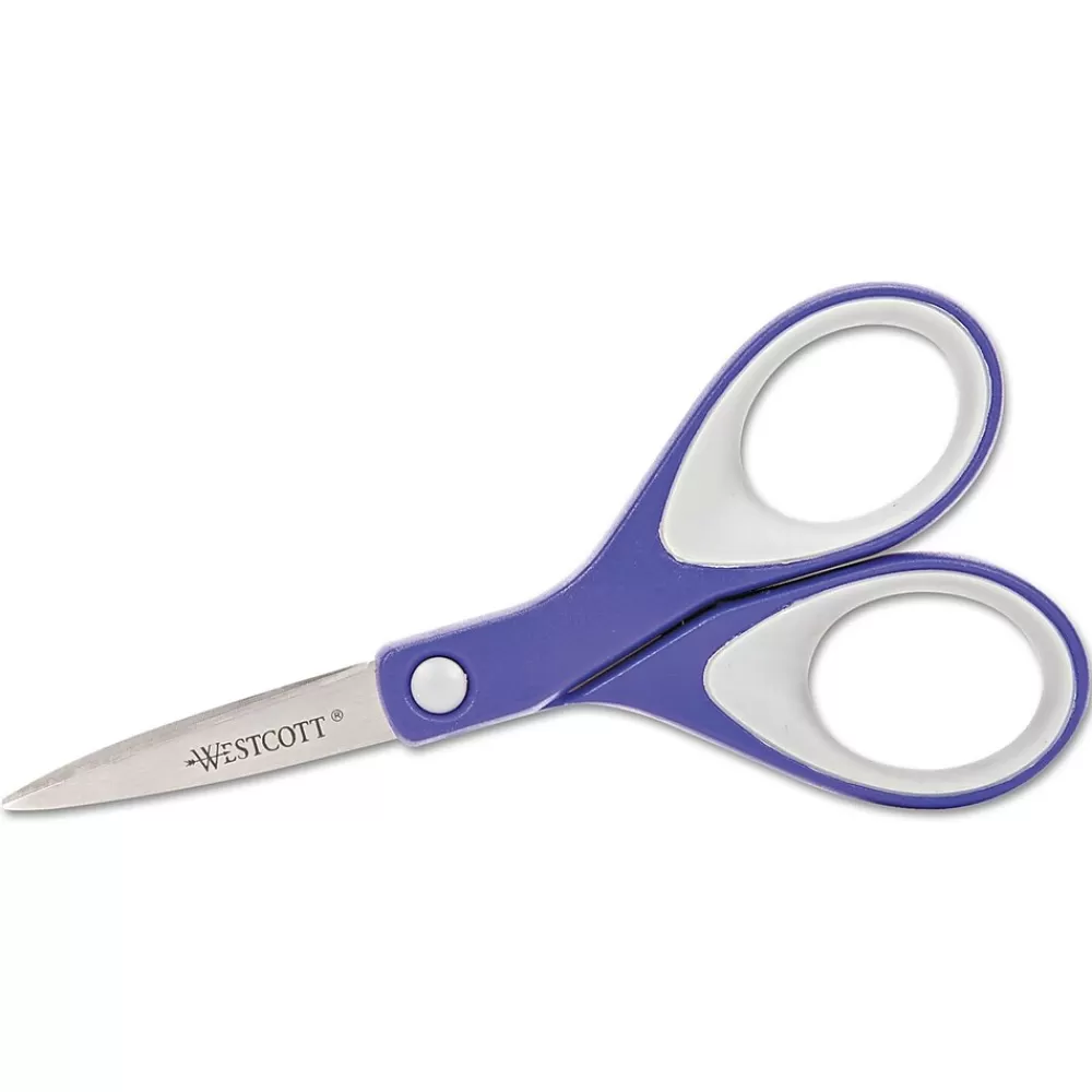 Westcott Scissors<KleenEarth 6" Stainless Steel Standard Scissors, Pointed Tip, Blue/Gray (15552)