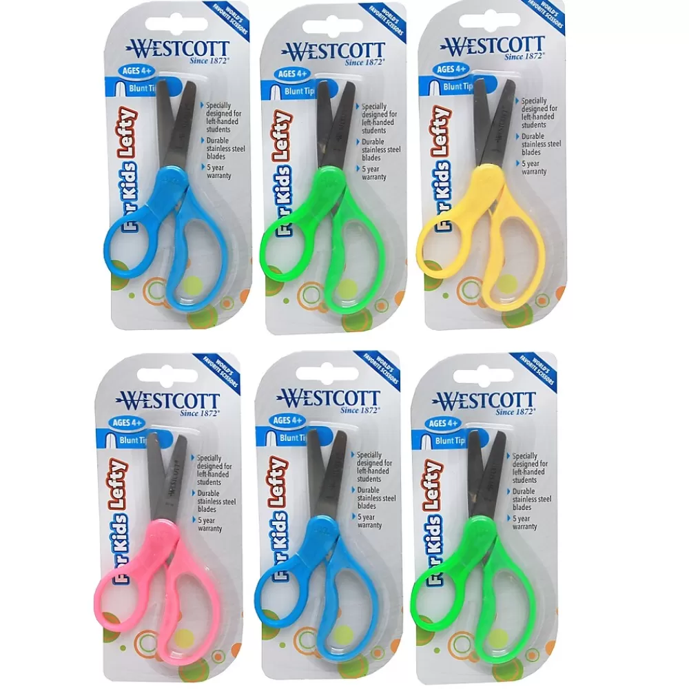 Westcott Scissors<School Kumfy 5" Metal Blunt Tip, Assorted Colors, Pack of 6 (ACM13594-6)