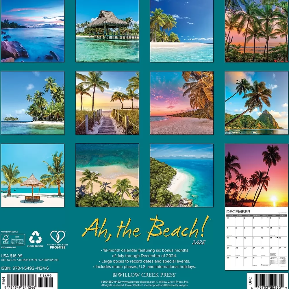 Willow Creek 2025 Calendars<2025 Ah,The Beach! 12" x 12" Monthly Wall Calendar (41246)