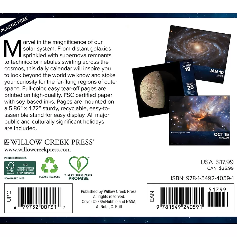 Willow Creek 2025 Calendars<2025 Astronomy 6.2" x 5.4" Daily Desk Calendar (40591)