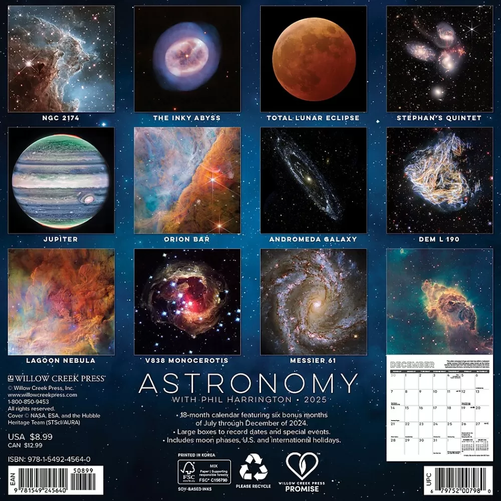 Willow Creek 2025 Calendars<2025 Astronomy 7" x 7" Monthly Wall Calendar (45640)