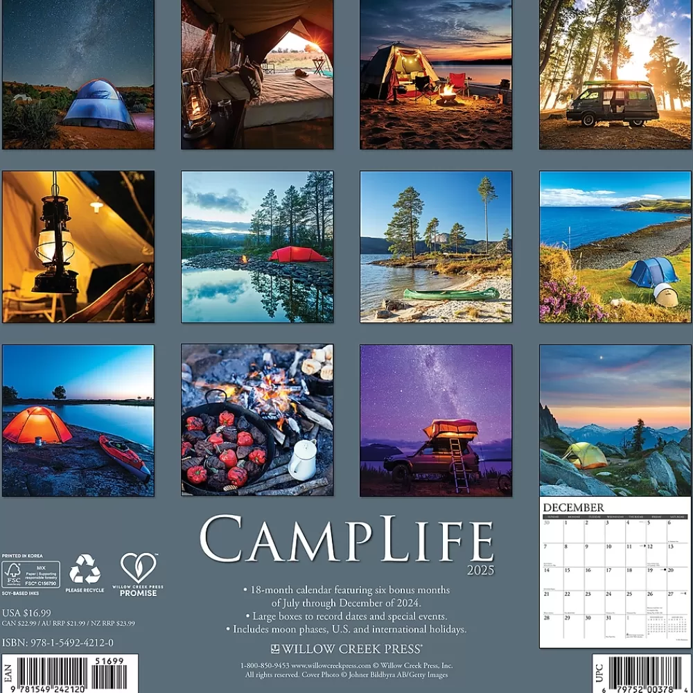 Willow Creek 2025 Calendars<2025 Camp Life 12" x 12" Monthly Wall Calendar (42120)