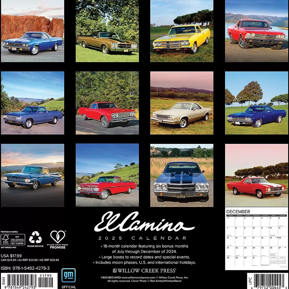 Willow Creek 2025 Calendars<2025 El Camino 12" x 12" Monthly Wall Calendar (42793)