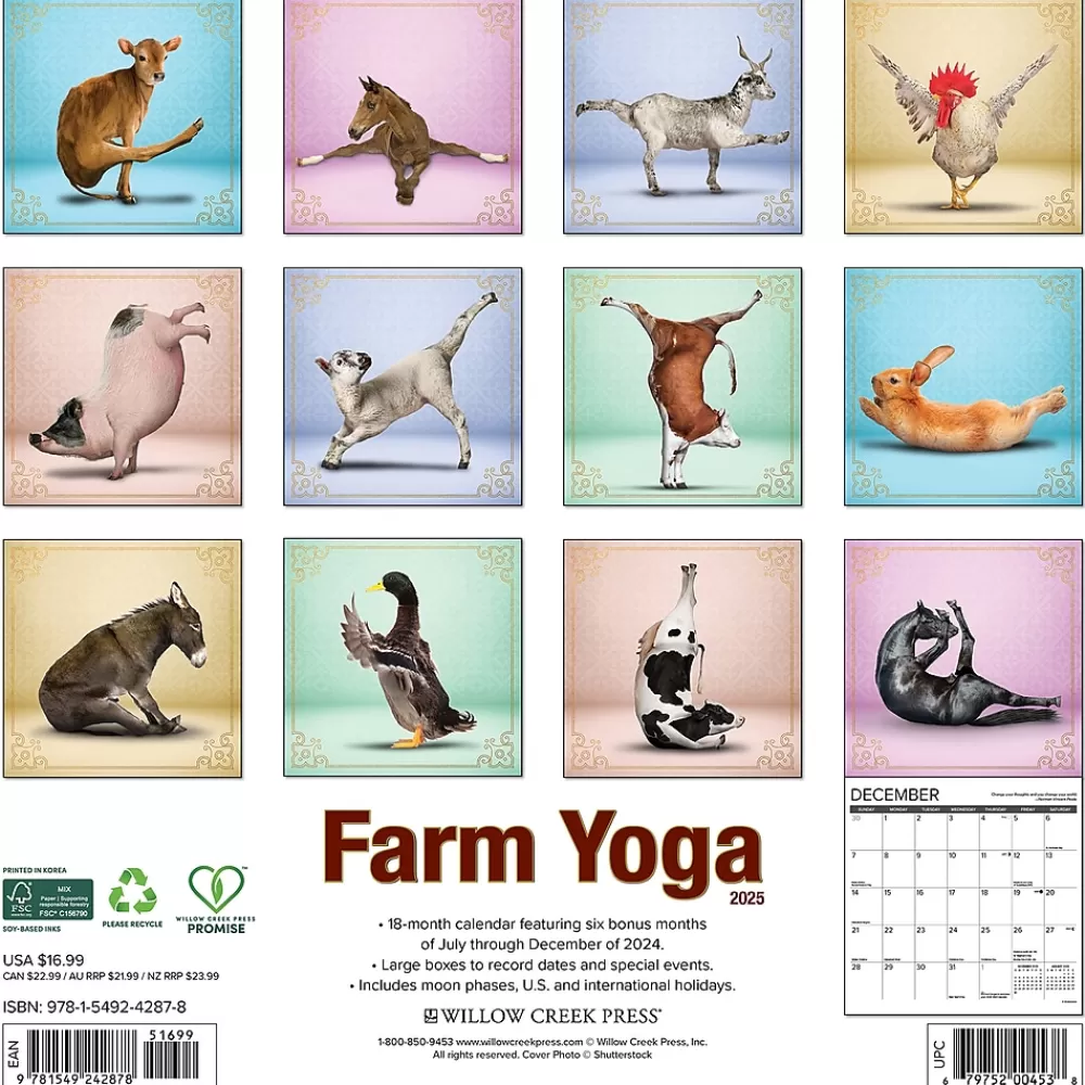 Willow Creek 2025 Calendars<2025 Farm Yoga 12" x 12" Monthly Wall Calendar (42878)