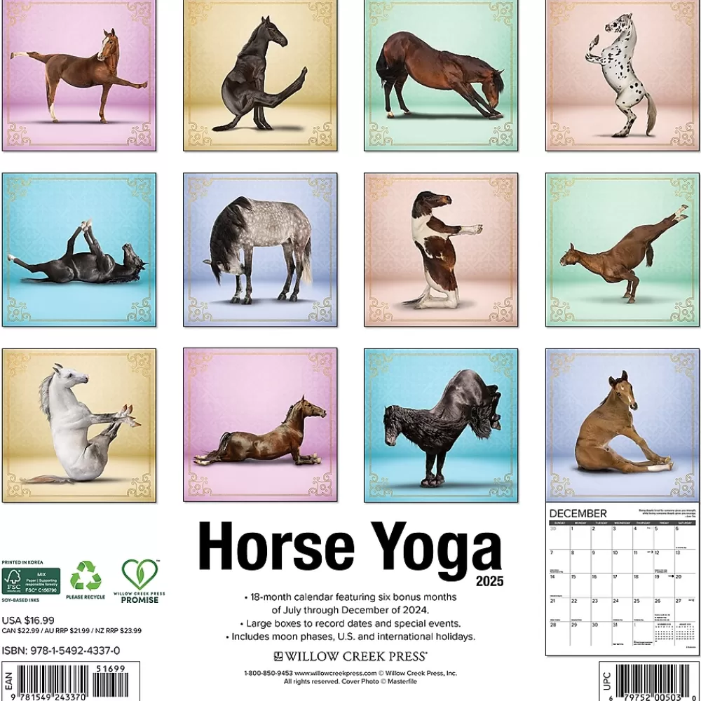 Willow Creek 2025 Calendars<2025 Horse Yoga 12" x 12" Monthly Wall Calendar (43370)