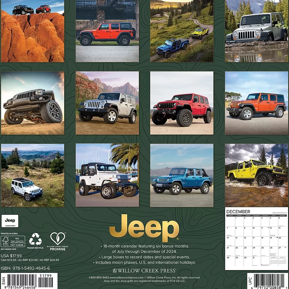 Willow Creek 2025 Calendars<2025 Jeep 12" x 12" Monthly Wall Calendar (46456)