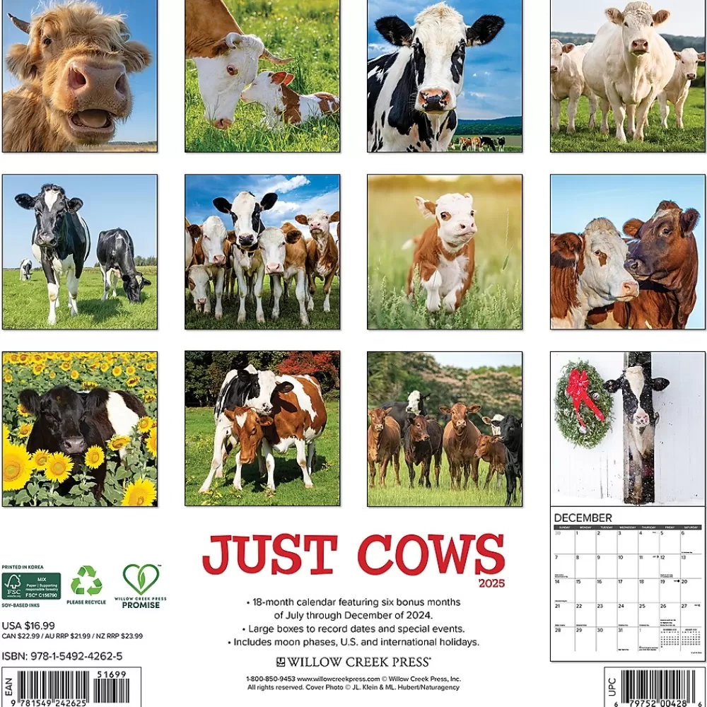 Willow Creek 2025 Calendars<2025 Just Cows 12" x 12" Monthly Wall Calendar (42625)