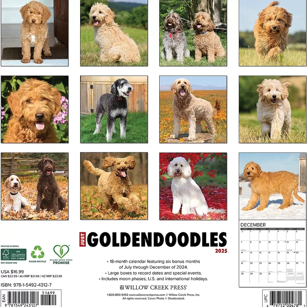 Willow Creek 2025 Calendars<2025 Just Goldendoodles 12" x 12" Monthly Wall Calendar (43127)