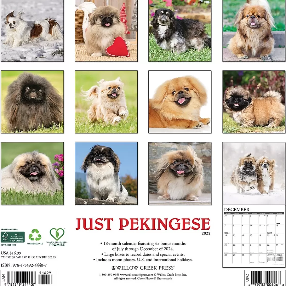 Willow Creek 2025 Calendars<2025 Just Pekingese 12" x 12" Monthly Wall Calendar (44407)