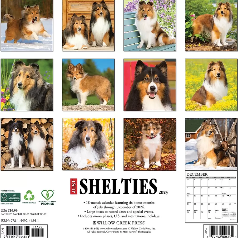 Willow Creek 2025 Calendars<2025 Just Shelties 12" x 12" Monthly Wall Calendar (44841)