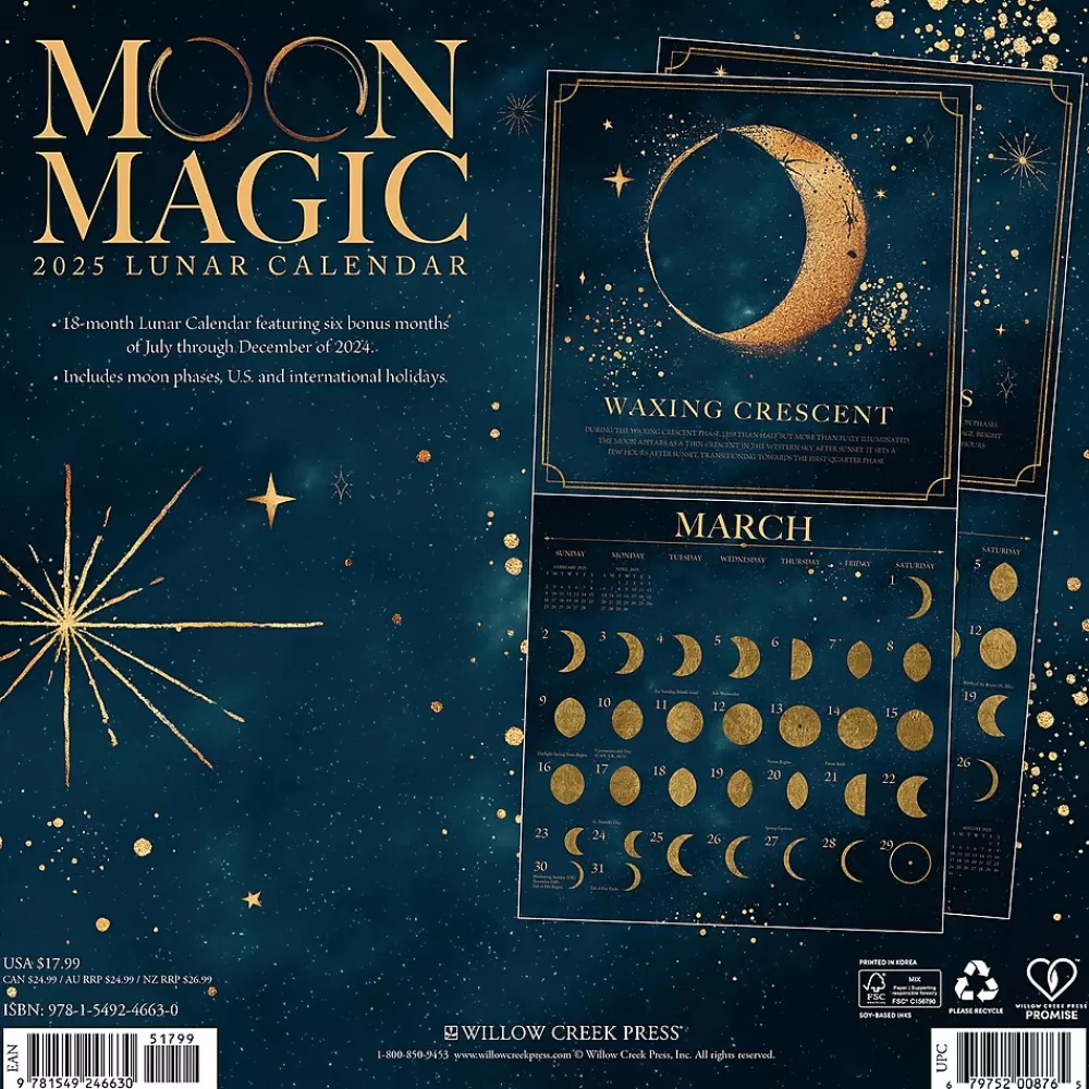 Willow Creek 2025 Calendars<2025 Moon Magic 12" x 12" Monthly Wall Calendar (46630)