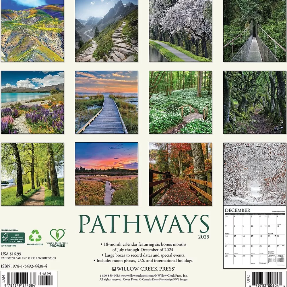 Willow Creek 2025 Calendars<2025 Pathways 12" x 12" Monthly Wall Calendar (44384)