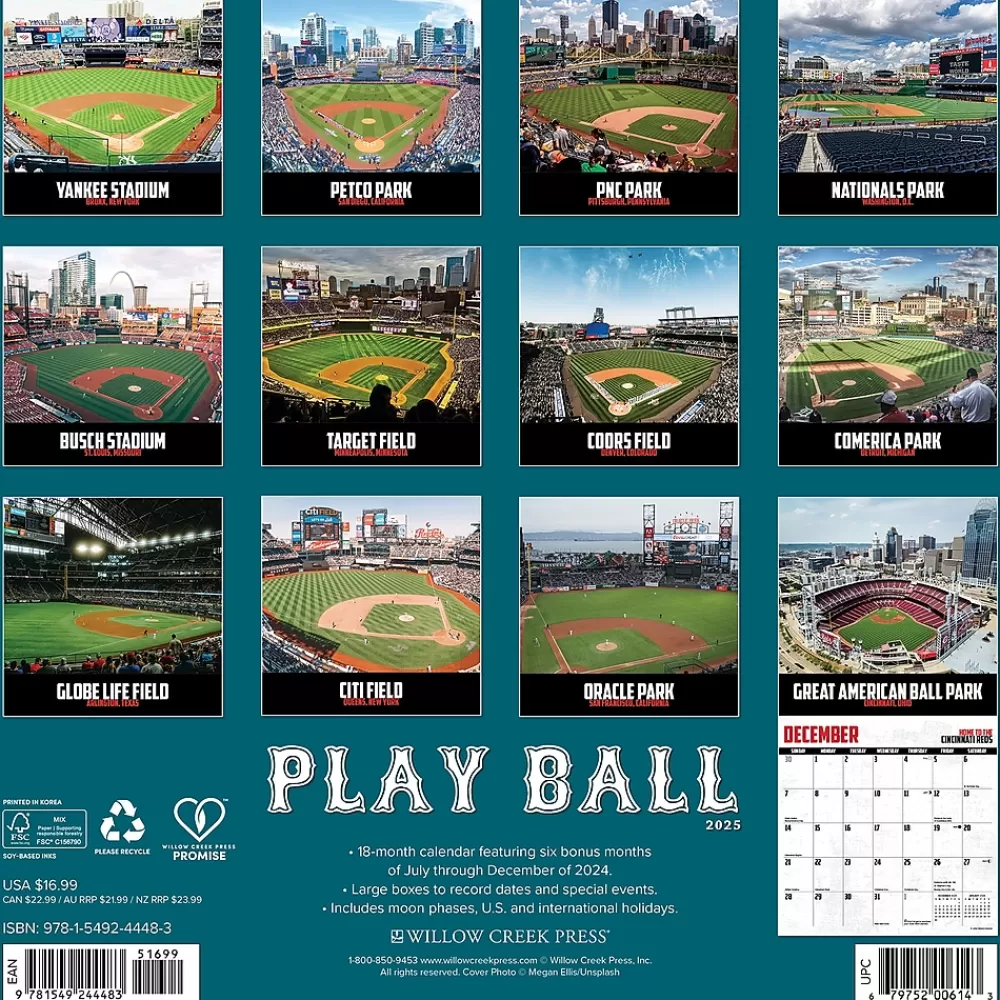 Willow Creek 2025 Calendars<2025 Play Ball 12" x 12" Monthly Wall Calendar (44483)