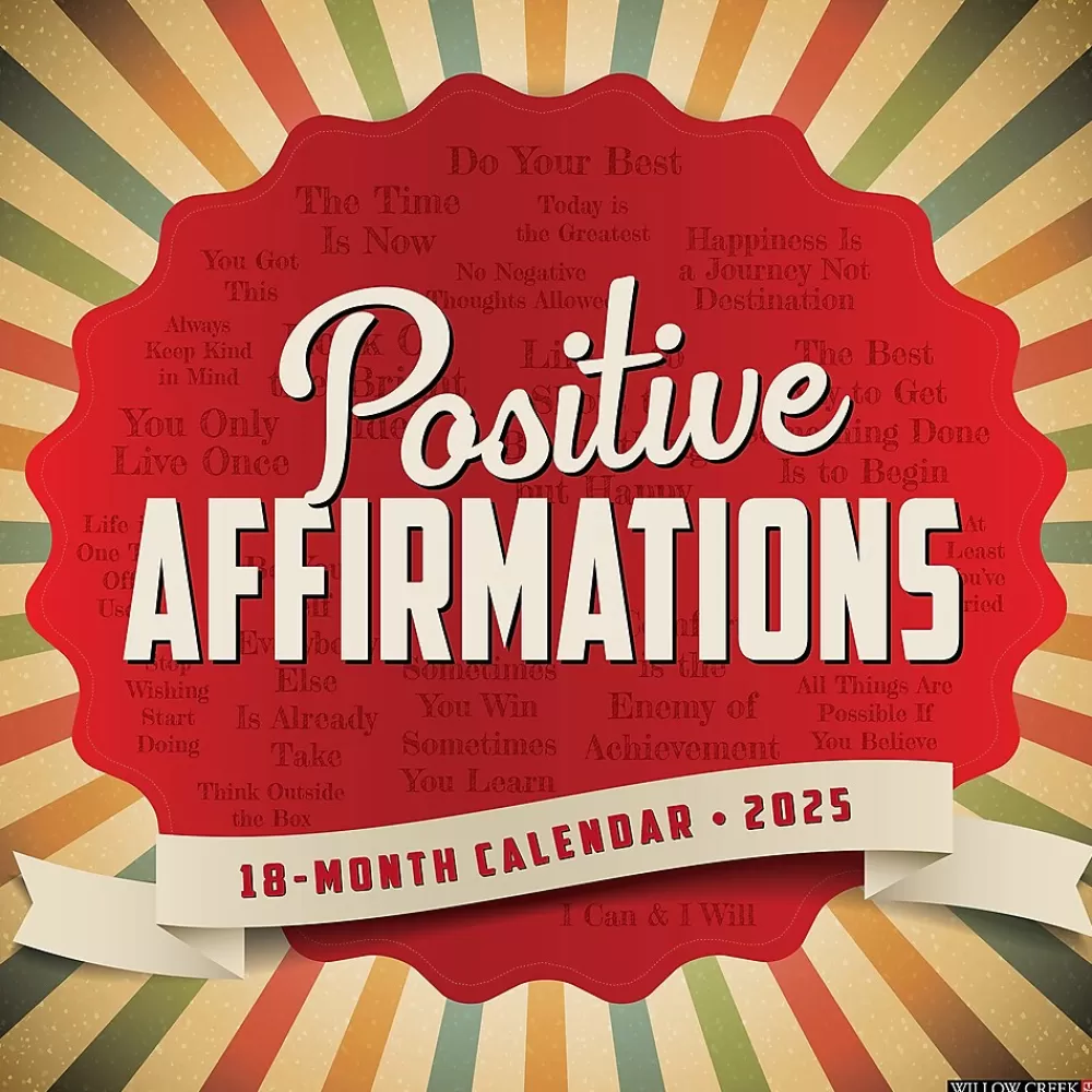 Willow Creek 2025 Calendars<2025 Positive Affirmations 12" x 12" Monthly Wall Calendar (46296)