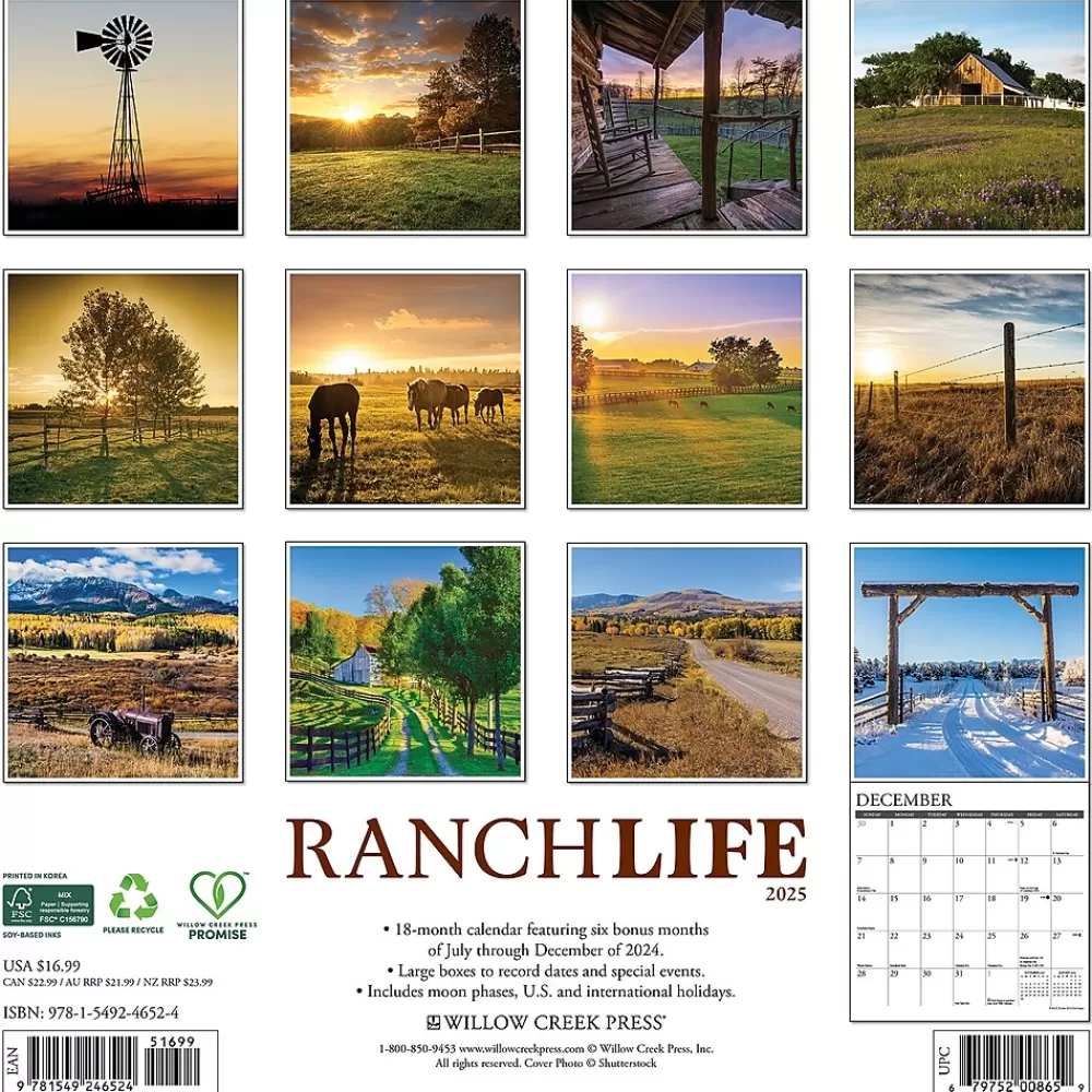 Willow Creek 2025 Calendars<2025 RanchLife 2025 12" x 12" Yearly Wall Calendar (46524)