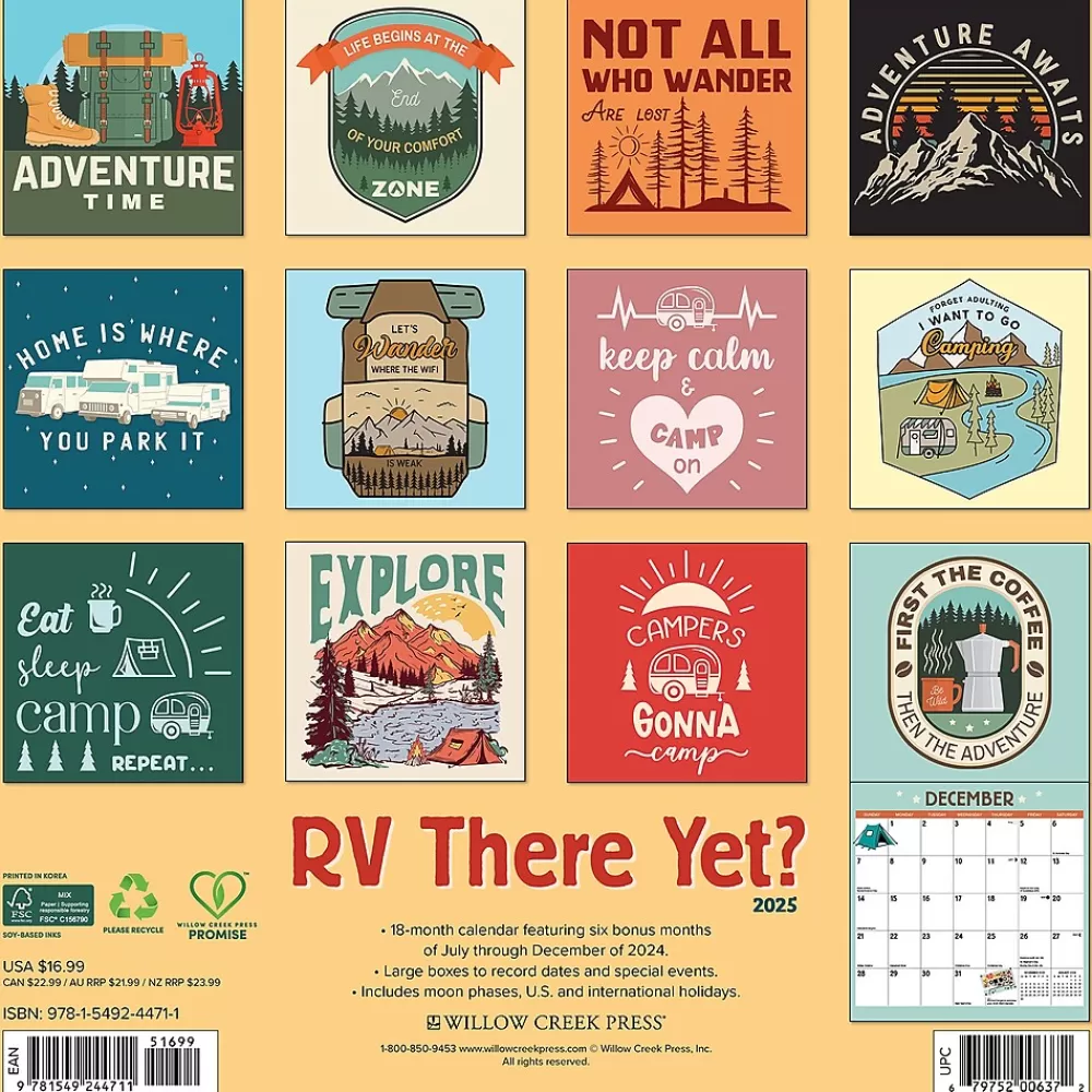 Willow Creek 2025 Calendars<2025 RV There Yet? Camping Art 12" x 12" Monthly Wall Calendar (44711)
