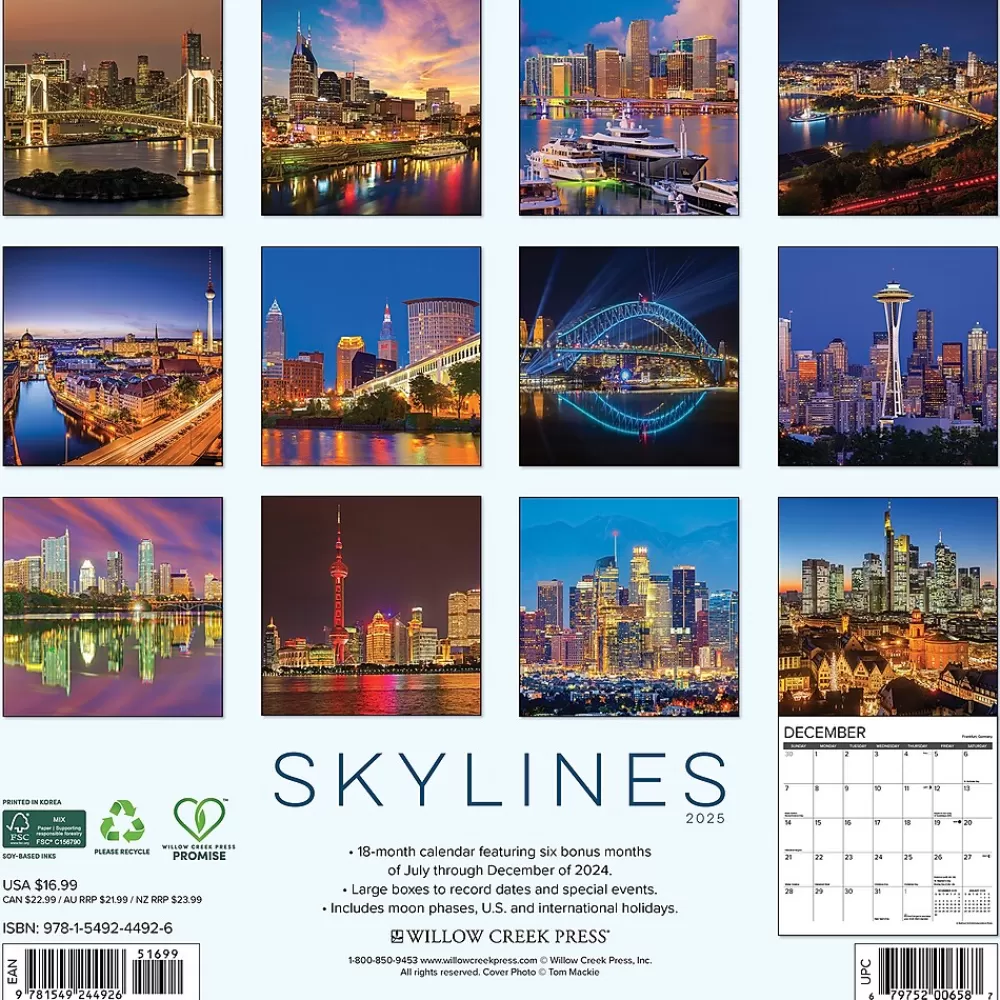 Willow Creek 2025 Calendars<2025 Skylines 12" x 12" Monthly Wall Calendar (44926)