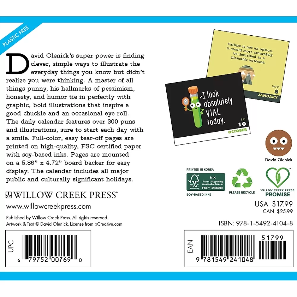 Willow Creek 2025 Calendars<2025 The Art of David Olenick 6.2" x 5.4" Day-to-Day Calendar (41048)