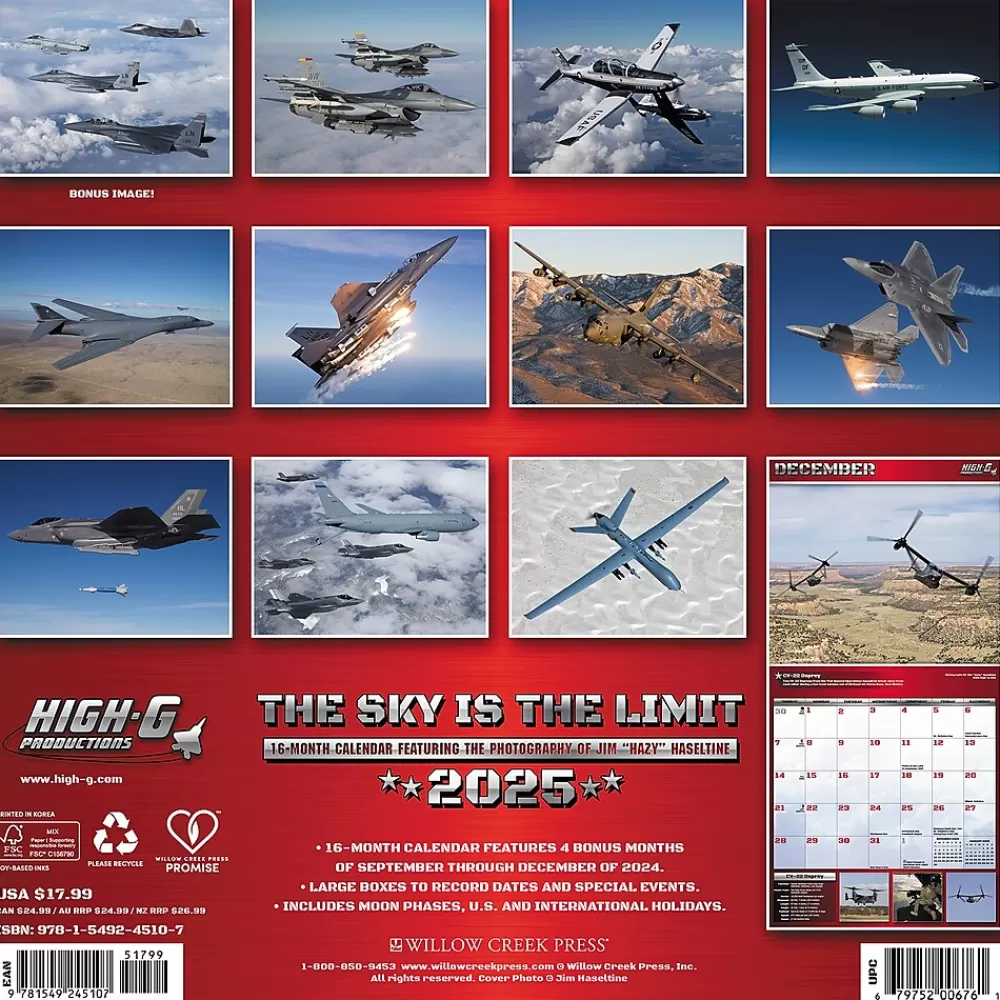 Willow Creek 2025 Calendars<2025 The Sky is the Limit 12" x 12" Monthly Wall Calendar (45107)