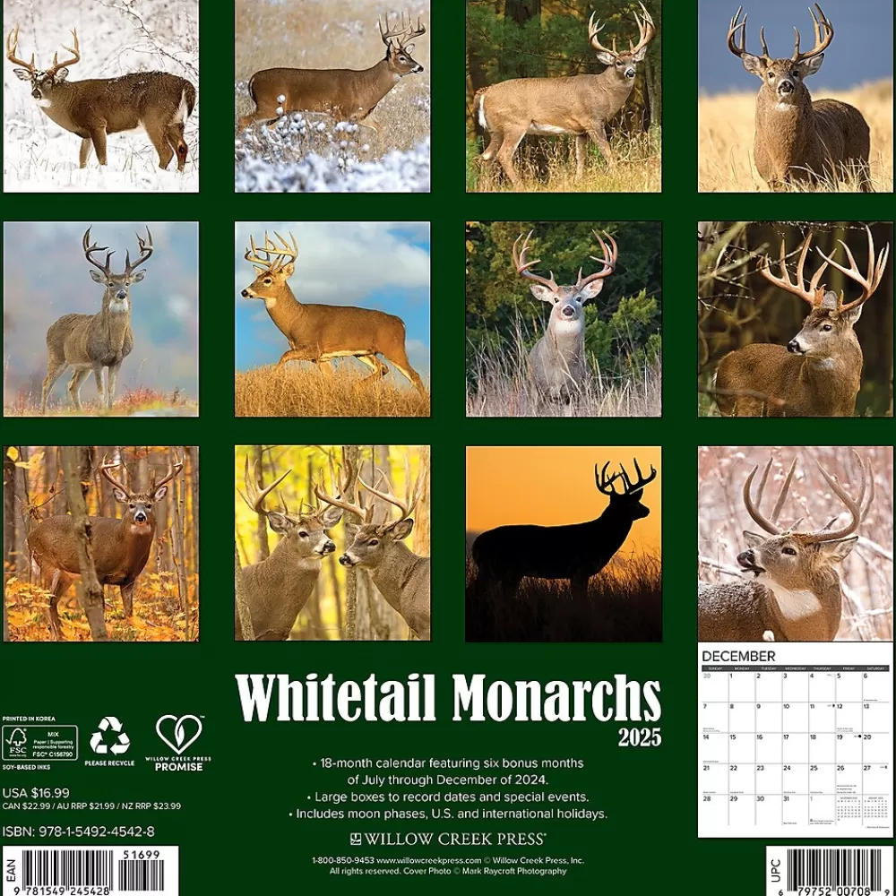 Willow Creek 2025 Calendars<2025 Whitetail Monarchs 12" x 12" Monthly Wall Calendar (45428)