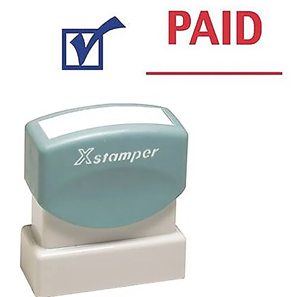 Cosco Stamps & Stamp Pads<Xstamper 2-Color Title Stamps, "PAID" Blue/Red Ink (036029)