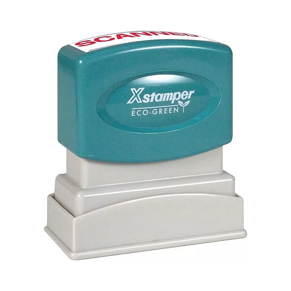 Xstamper Stamps & Stamp Pads<ECO-GREEN Pre-Inked Stamp, Scanned, Red Ink (036049)