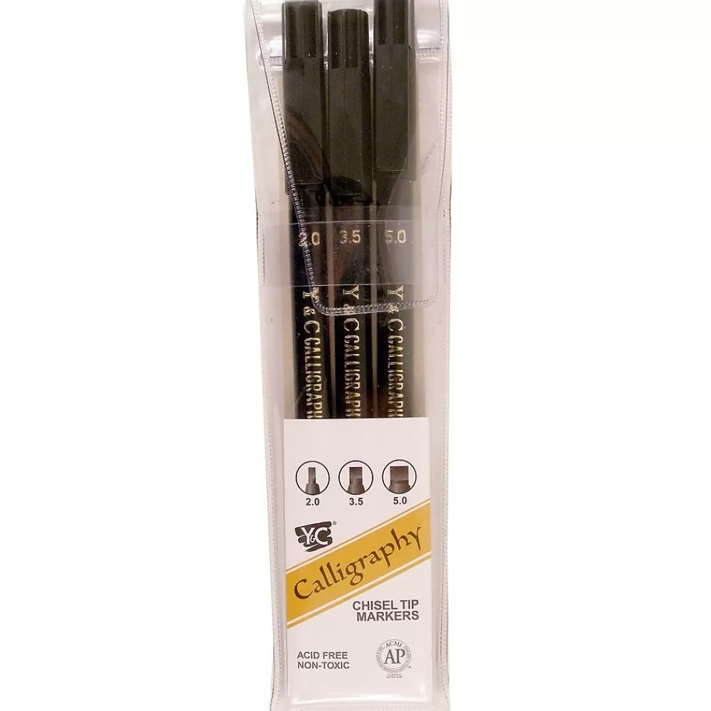 Yasutomo Markers<Calligraphy Chisel Tip Marker Set set of 3 [Pack of 4]